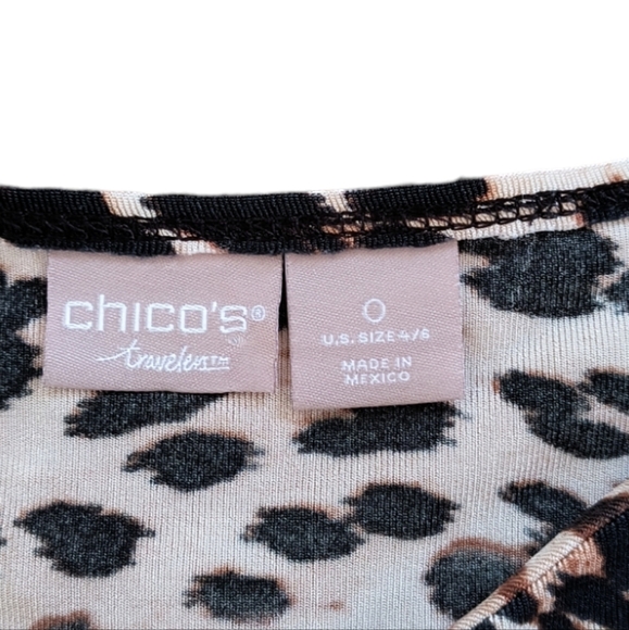 Chico's Travelers Animal Print Long Sleeve V-neck Tunic Style Top Size S - Picture 6 of 6